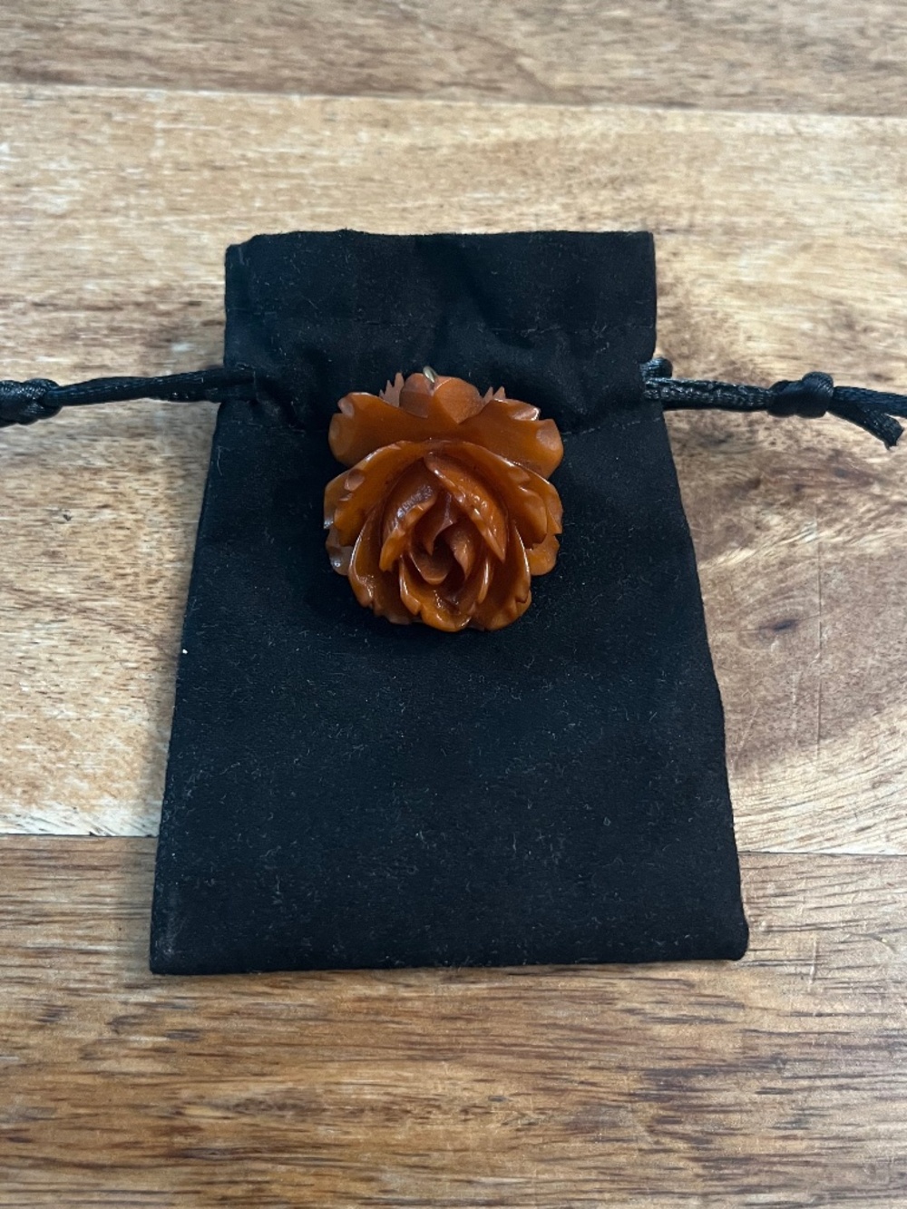 1940s Butterscotch Bakelite Rose Pendant